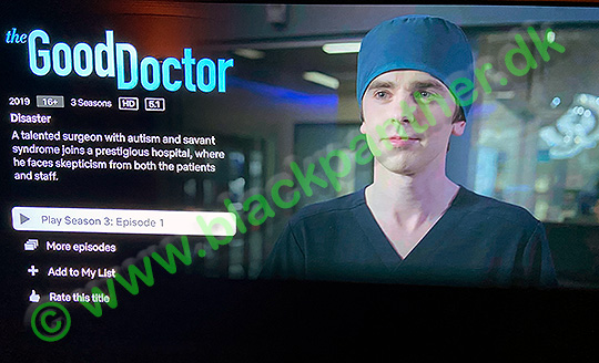 Picture of my TV with the landing page of The Good Doctor on Netflix